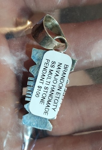 Brandon Etcity (BE) Navajo handmade Multi-stone pendant Sterling Silver - 第 2/4 張圖片