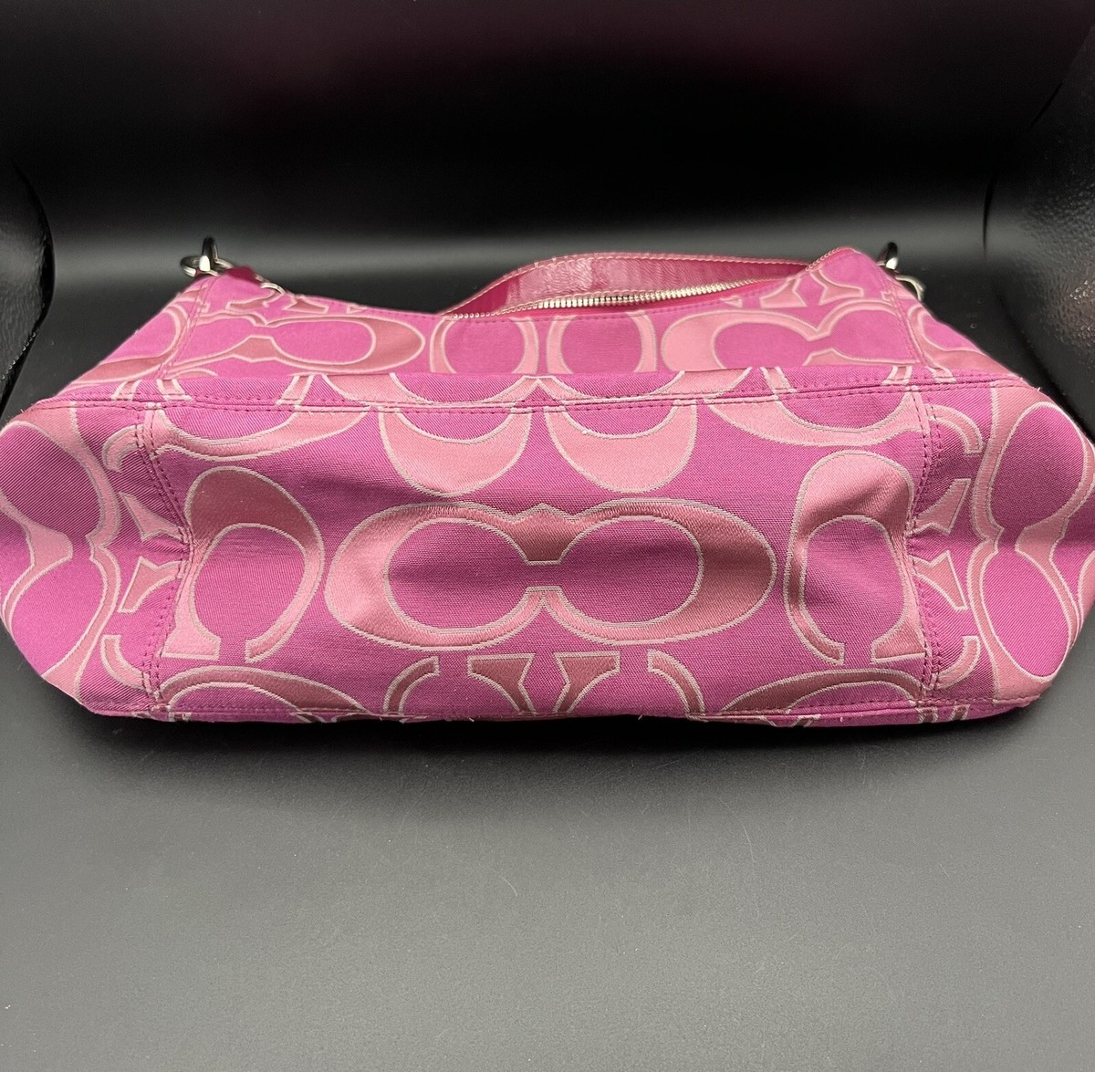 Coach Signature Stripe Jacquard Hobo Bag F19442 Pink NO Attachable