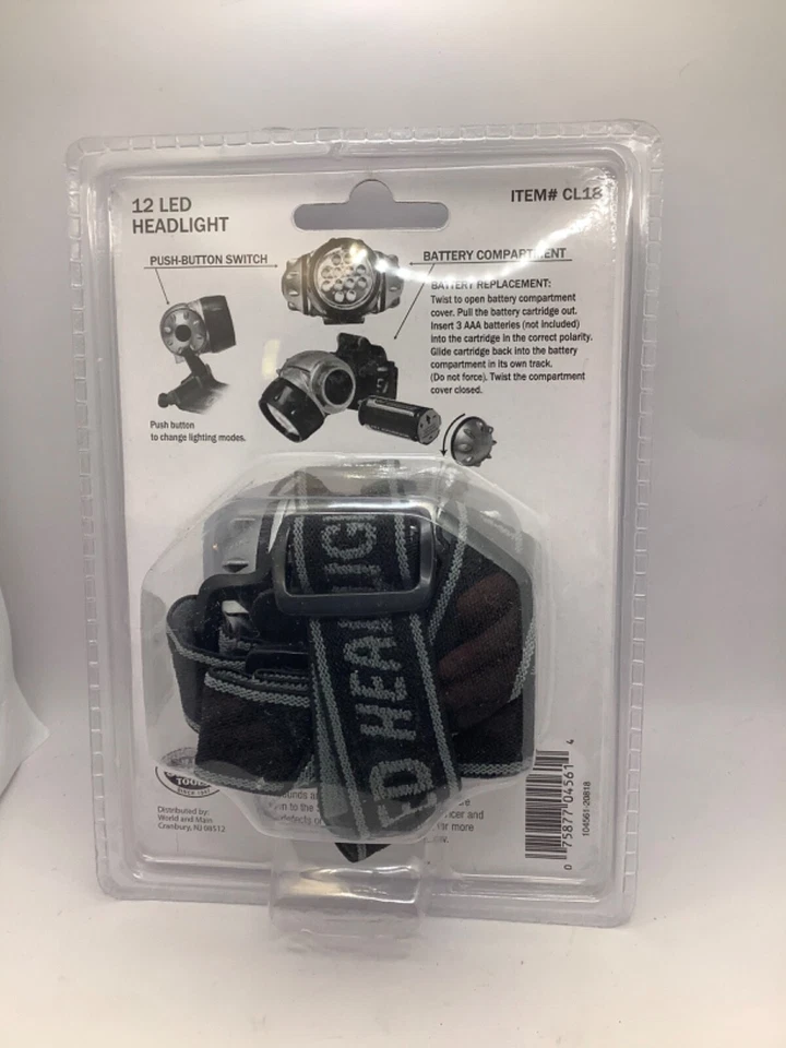 12 LED Faros Cabeza Luz Linterna Antorcha Lámpara Camping Correa Ajustable Foto 2 de 2