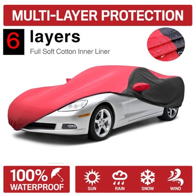 Car Covers 6 Layers Fit Corvette C5 C6 C8 Waterproof Outdoor/Indoor UV Resistant