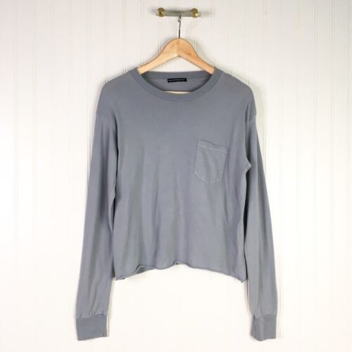 Brandy Melville Womens Pullover Sweatshirt Blue Long Sleeve Pockets Italy M - Picture 1 of 4