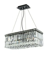 Black with Crystal Chandelier Light Ceiling Fixture 20 in. Dining Room Lighting