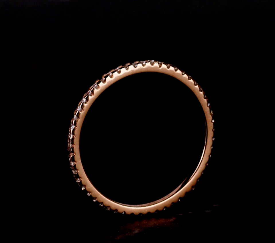 Fascia Eternity Zicron bianca 14 carati in oro rosa - fascia vintage -... - Immagine 3 di 3