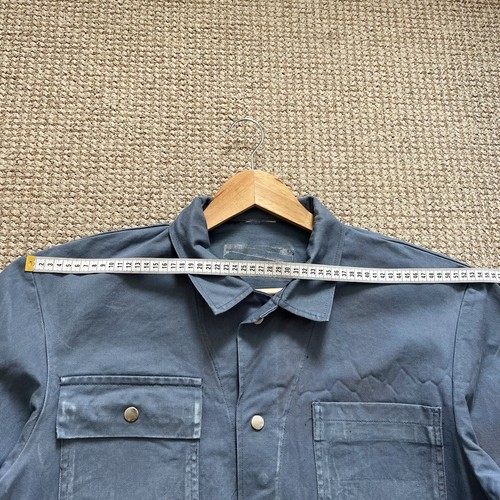 Vintage French Light Blue Cotton Works Utility Faded Canvas Jacket Metal Buttons - Picture 12 of 15