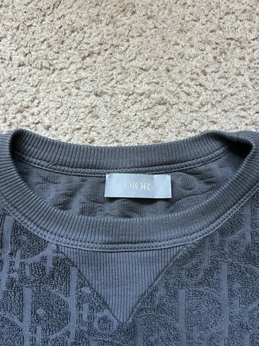 Dior Oblique Terry Towel T-Shirt Grey Size S Cotton Made In Italy