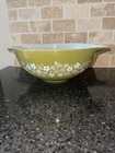 Vintage Pyrex 444 Spring Blossom Green Crazy Daisy Cinderella Mixing Bowl 4 QT