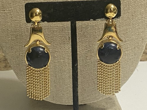 Lele Sadoughi Faux Lapis Beaded Fringe Statement Earrings