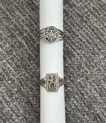 FREE SHIPPING - VINTAGE GIRL SCOUT / BROWNIE SCOUT STERLING SILVER RINGS 