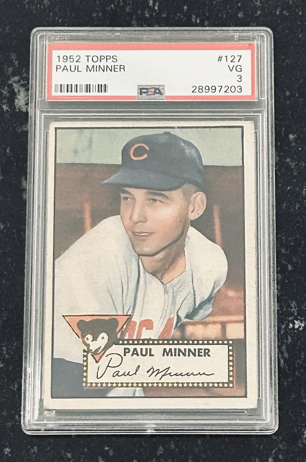 1952 Topps #127 PAUL MINNER Rookie RC Chicago Cubs ~ PSA 3