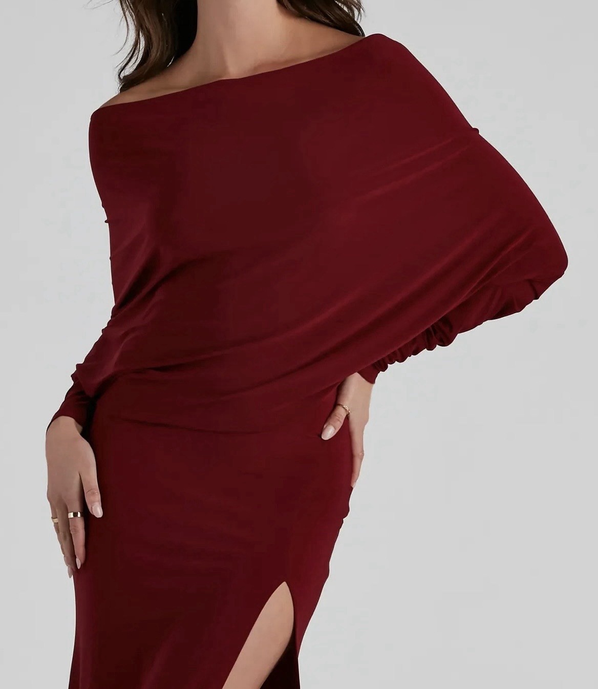 Versatile Multiple style Burgundy Long Dress - image 1