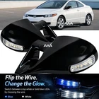 For 06-11 Honda Civic Coupe M-3 Style Gloss Black LED Manual Side Mirrors Pair