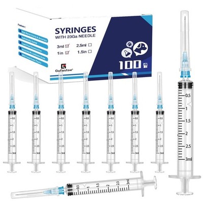 Individually Wrapped 100-Pack 3ml Luer-Slip Syringes for Safe Dispensing