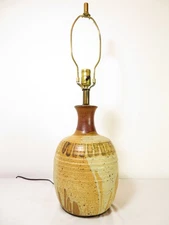 VTG Mid Century STUDIO POTTERY STONEWARE TABLE LAMP Ceramic Art, Danish Modern
