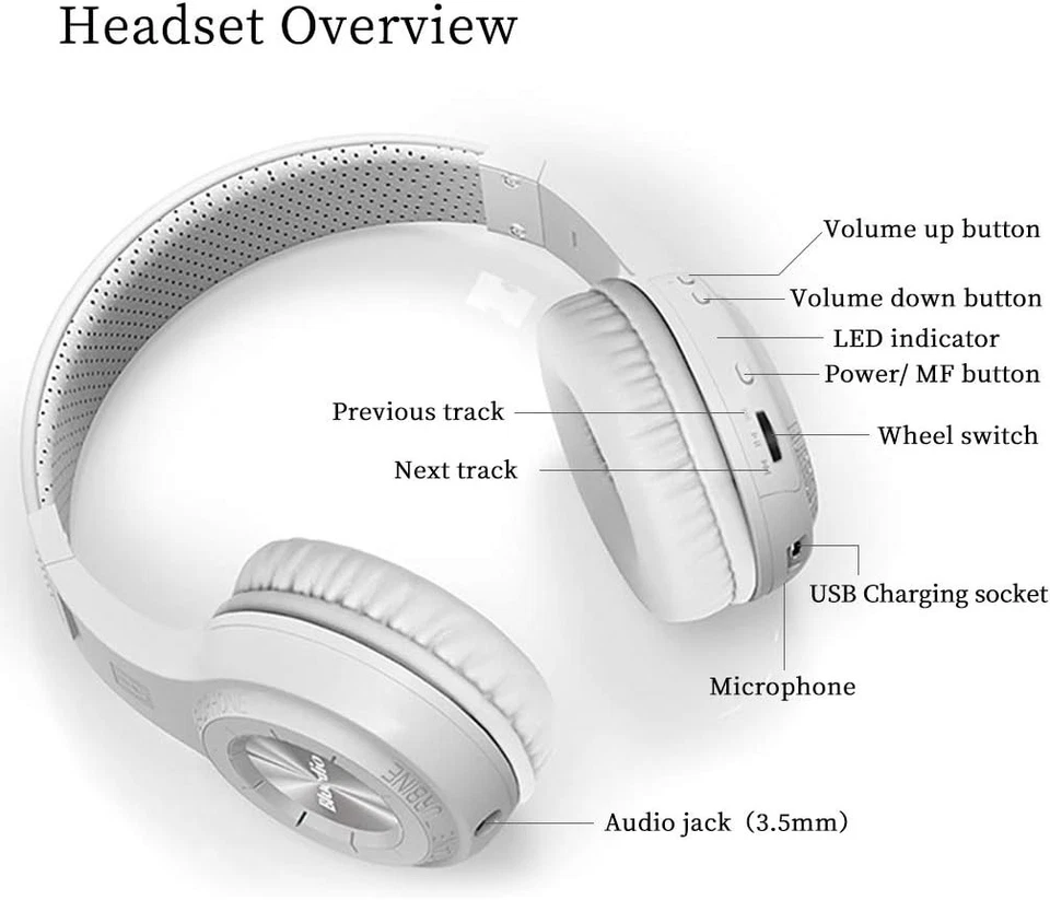 Bluedio HT Turbine Auriculares Estéreo Inalámbricos Bluetooth 5.0 con Micrófono Blanco  Foto 3 de 4