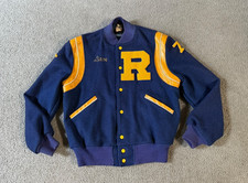 VTG Butwin 1977 Wool  Leather Varsity Letterman's Coat - Navy/Yellow - Size 42