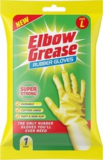 Rubber Gloves | Cotton Lined, Super Strong, Non-Slip Cleaning Gloves (Large)