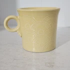 Rare Fiesta Yellow Embossed Mugs Homer Laughlin Fan- Art Deco Style