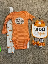Halloween Outfit - 12 Months, Bodysuit, Pants, Socks, Bib, Headband w/ Bow, NEW