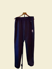 Fila Track Pants Women Navy Sz M Zipper Front Pockets Elastic Waist Band w/Logo