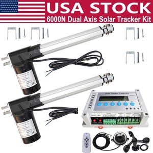 6000N Dual Axis Solar Tracker: 2PCS 8" Linear Actuators & Controller &Anemometer
