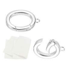 2Pcs 13.7x10/15.7x11.7mm 925 Sterling Silver Spring Gate Rings, Silver Tone