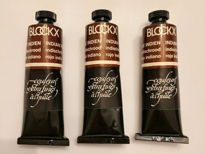 3 BlockX Indian Red Vintage Artist Oil Paint 35ml NOS With Box