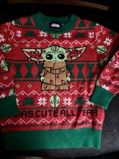 STAR WARS THE MANDALORIAN BABY YODA THE CHILD CHRISTMAS SWEATER KIDS UNISEX, 2Y