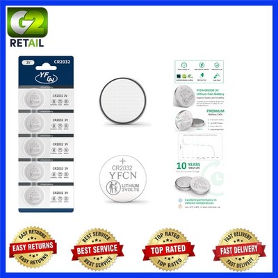 5 Count CR2032 3V Lithium Batteries - Reliable Power with 10  Shelf Life