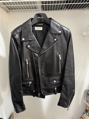 Saint Laurent Paris Motorcycle Jacket Black Button Zipper Pockets