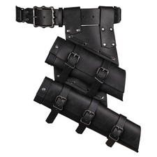 HiiFeuer 2 PCs Medieval Double Sword Frog with Belt Renaissance L, Black