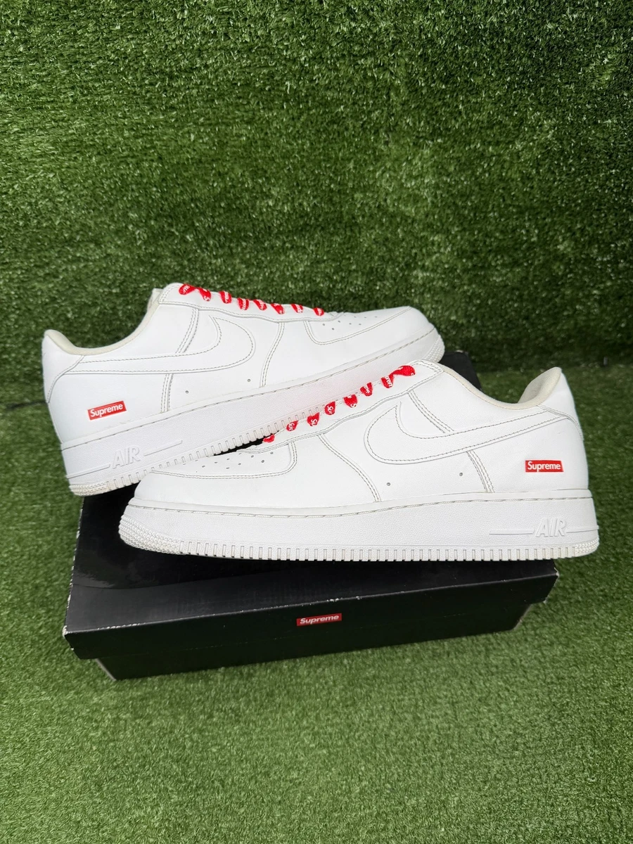 Nike Air Force 1 x Supreme Low Box Logo - White | eBay