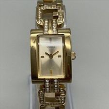 Guess L10644L1 Womens Watch 18mm Gold Tone Logo G Band New Battery 7.5"