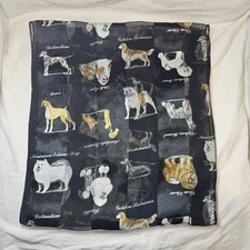 Bill Blass 90s Dog Scarf Black Silky 13"x59"