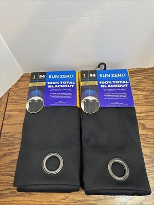 Lot 2 Sun Zero Blackout Drapes,Curtains 100% 40 in. W X 84 in. L Black