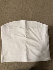 Wild Fable White Jersey Cropped Strapless Tube Top Stretch Pullover M