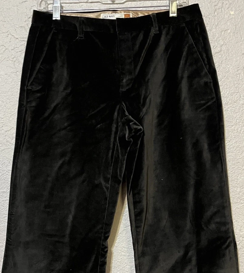Pantalones negros elásticos de terciopelo tiro medio pierna ancha para mujer talla 8 AZUL MARINO ANTIGUO 30x32 Foto 2 de 4