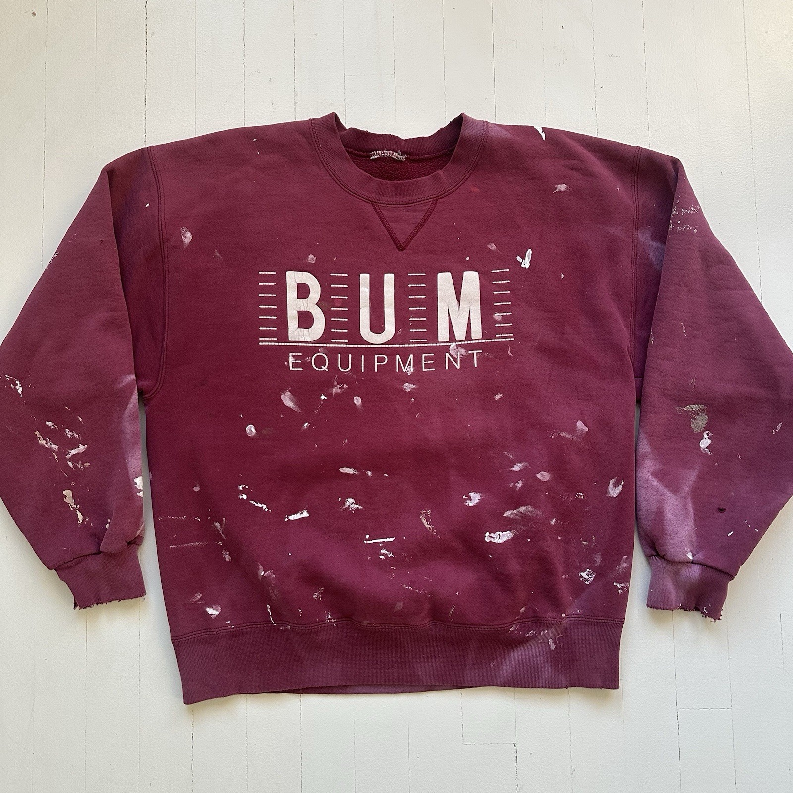 Sweatshirt Hanes Size Med Distressed Maroon Crewneck