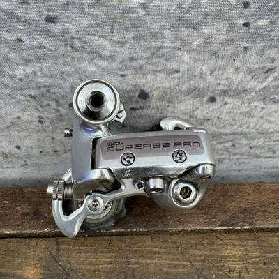 Vintage SunTour Superbe Pro Rear Derailleur Short Cage Silver