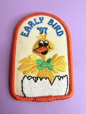 Vintage 97  Girl Scout  Early Bird Patch Yellow Bird Chick Hatching Egg 90's