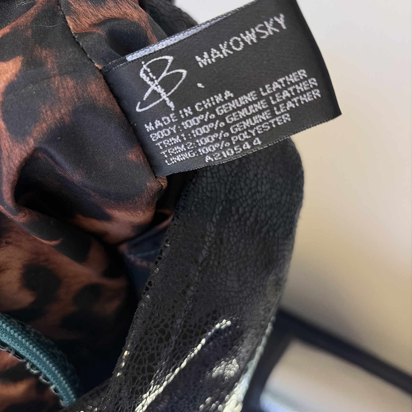 B Makowsky Green Python Print Leather Double Hand… - image 3