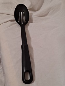 SLOTTED Black Nylon Serving SPOON 12" Heat Resistance to 450'F made in USA