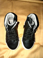 CAT JACK Baby Unisex Infant sz 6 Black Hi-Top Faux Leather Lace/Side Zip Boots