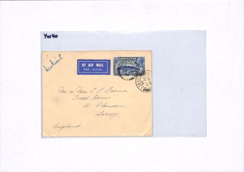 GIBRALTAR KGV Air Mail 3d SINGLE FRANKING 1934 Shipping Crest Cover Surrey YW40 - Picture 5 of 12