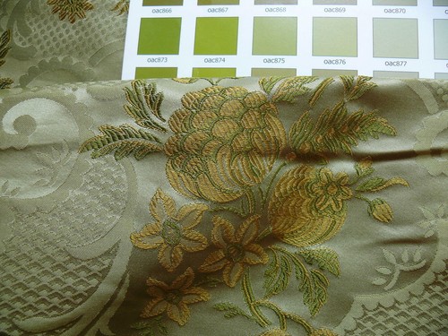 BY YD HiEND POM ROSE LACE 100% SILK LAMPAS OLIVE GREEN "MOSS" GOLD French (#904) - Picture 12 of 15