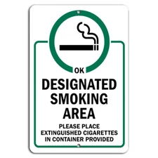 Designated Smoking Area Metal Sign