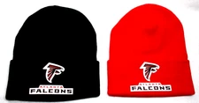 2 FOR 10.95! Atlanta Falcons flat appliques Blk/Red beanie  cap hat. See details