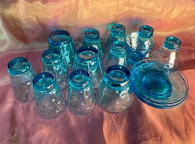 Capri Dot 18 items-  3-OldFashion  3-Saucers  1-Tall-9oz(3 1/4 )   6-4oz   5-5oz