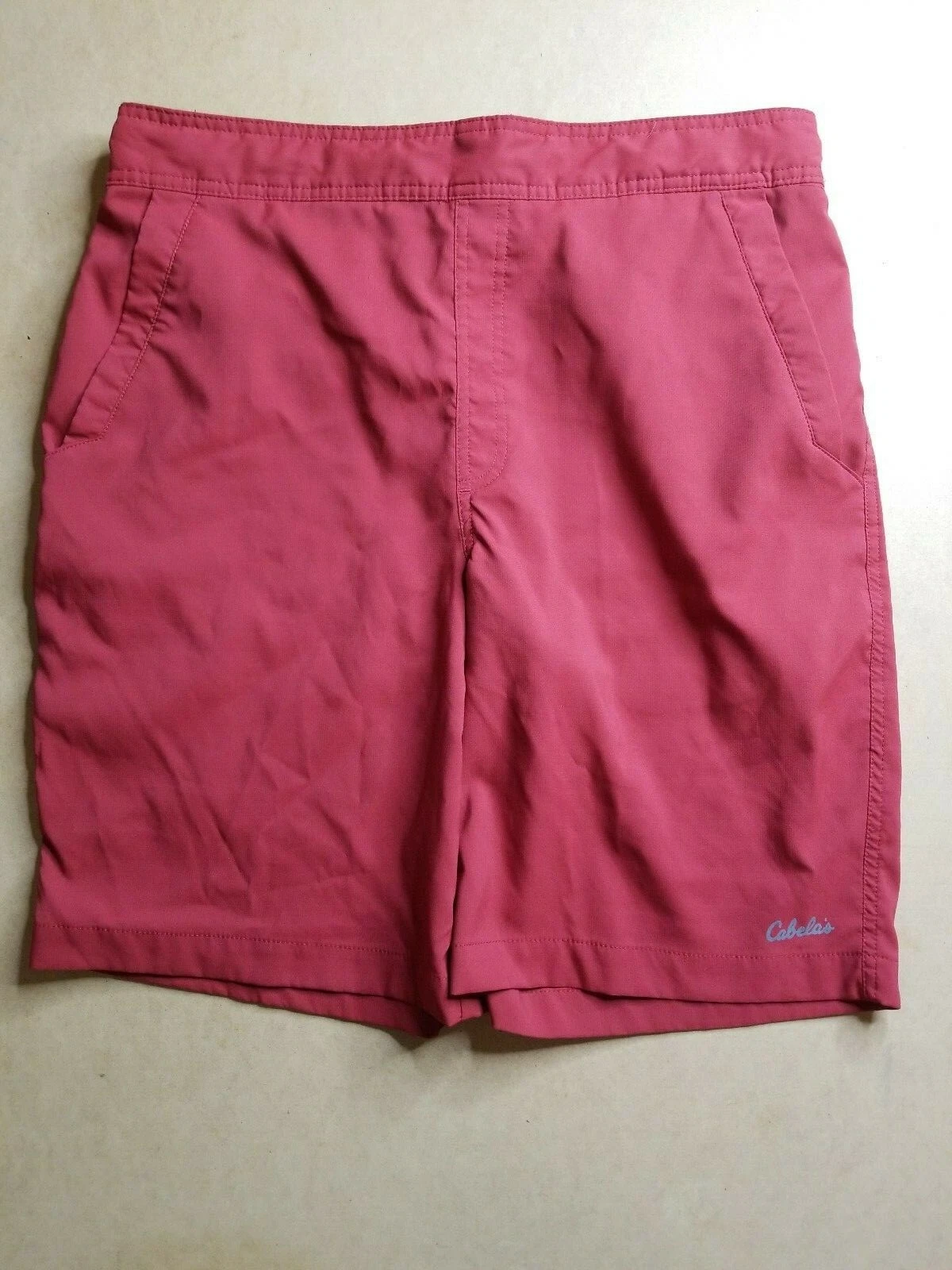 Mens Large Cabela's Red Cargo Shorts Multipocket Outdoor Fishing Hiking EUC