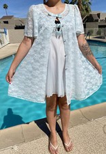 Vintage 2 Piece Peignoir Baby Blue Nightgown Robe Hollywood Glam Dolly