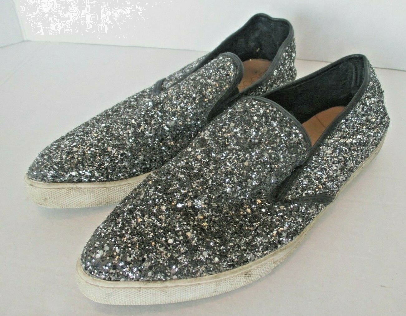 SAOLA Ballerine Sole Society Noe taglia donna 11 uomo 9 argento glitter brillantini a punta